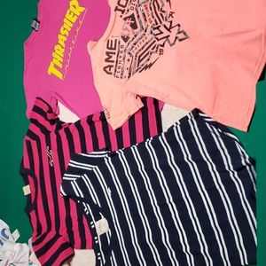 2 Hollister t-shirts 1 Thrasher 1 American fighter womans bundle